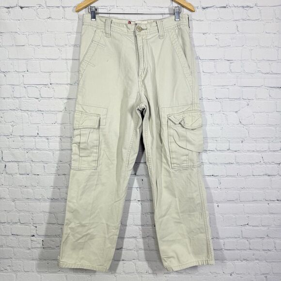 Vintage Y2K Levi's Cargo Pants Men Size 30x32 Beige Baggy Loose Straight Hip Hop - Picture 1 of 16